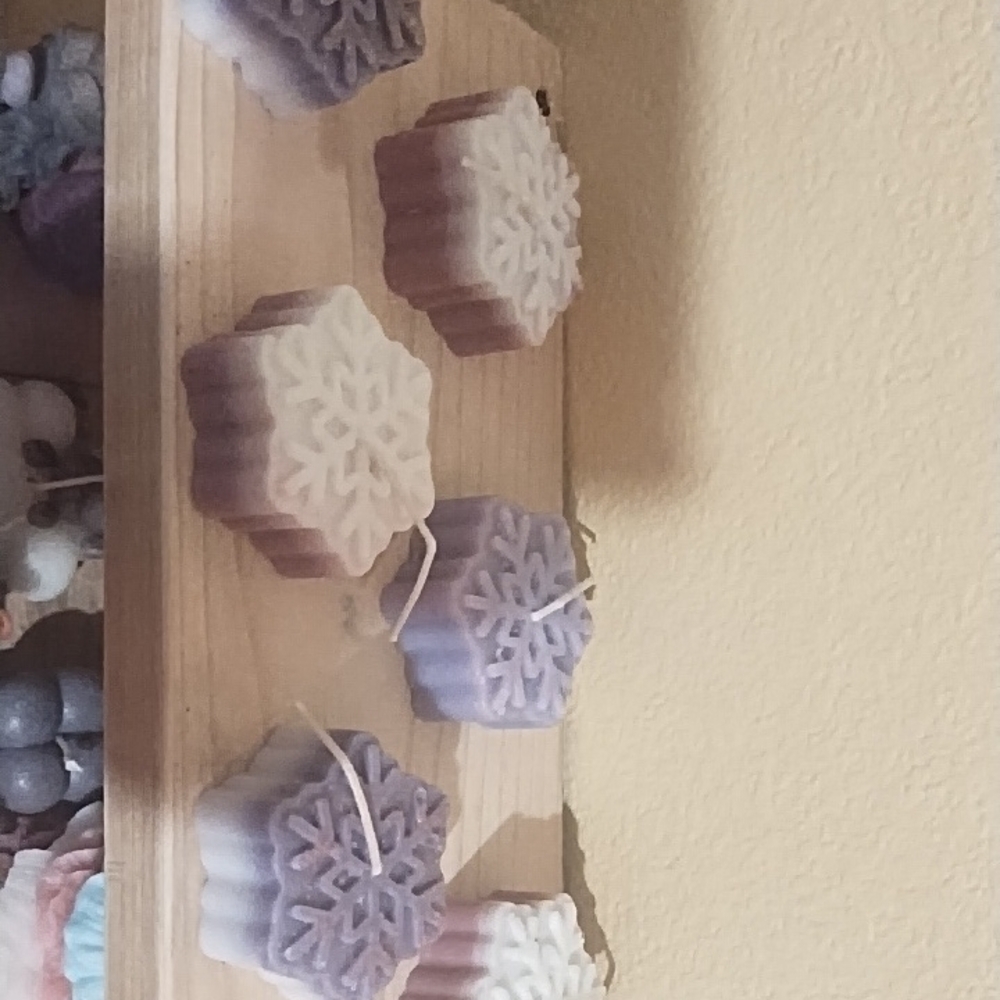 Snowflake Scented Candles - Purple and White